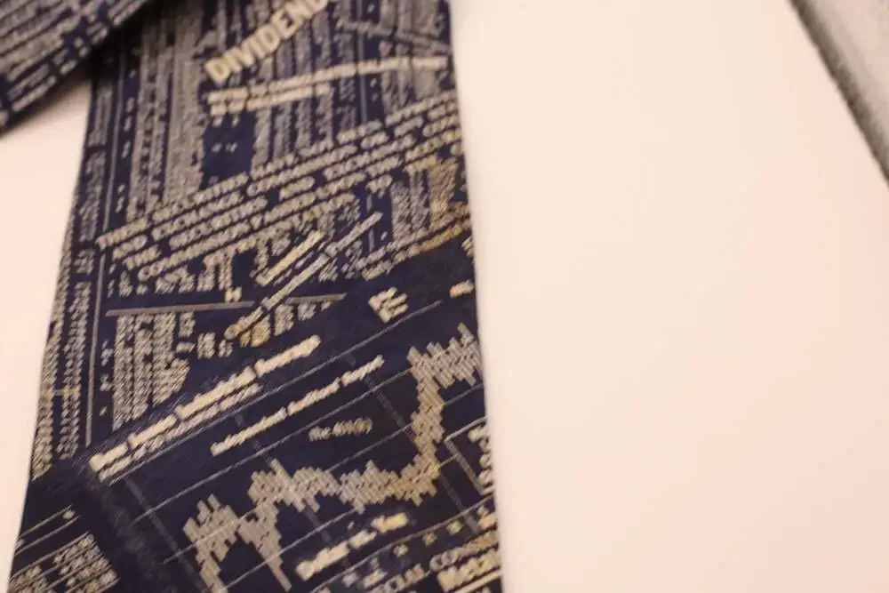 Museum Artifacts Stock Market Financial Data Print Silk Necktie